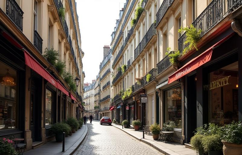 Rue charmante à Paris près de l'école